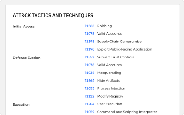 GravityZone XDR - attack tactics and techniques listing